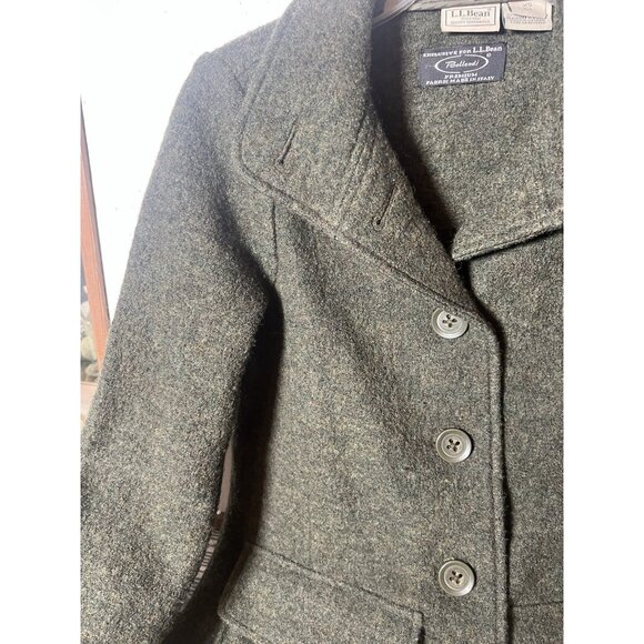 L.L Bean Bellandi Womens Green Boiled Wool Jacket Chore Coat  Classic Outdoor XS - Picture 3 of 10